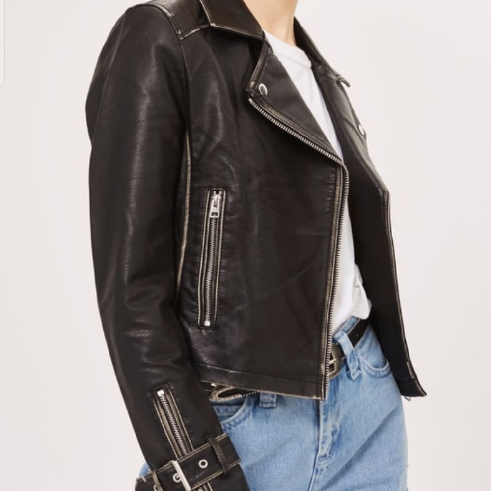 NEW TOPSHOP LEATHER BIKER JACKET